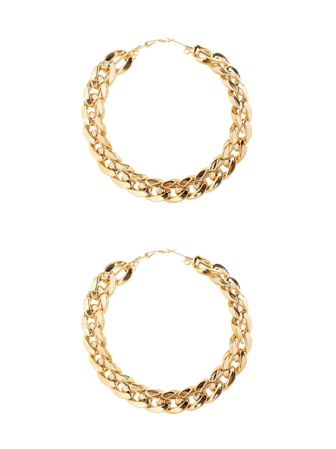 Kairangi Earrings for Women and Girls Fashion Golden Hoops | Gold Plated Punk Cuban Chain Big Circle Hoop Earrings | Birthday Gift for girls and women Anniversary Gift for Wife