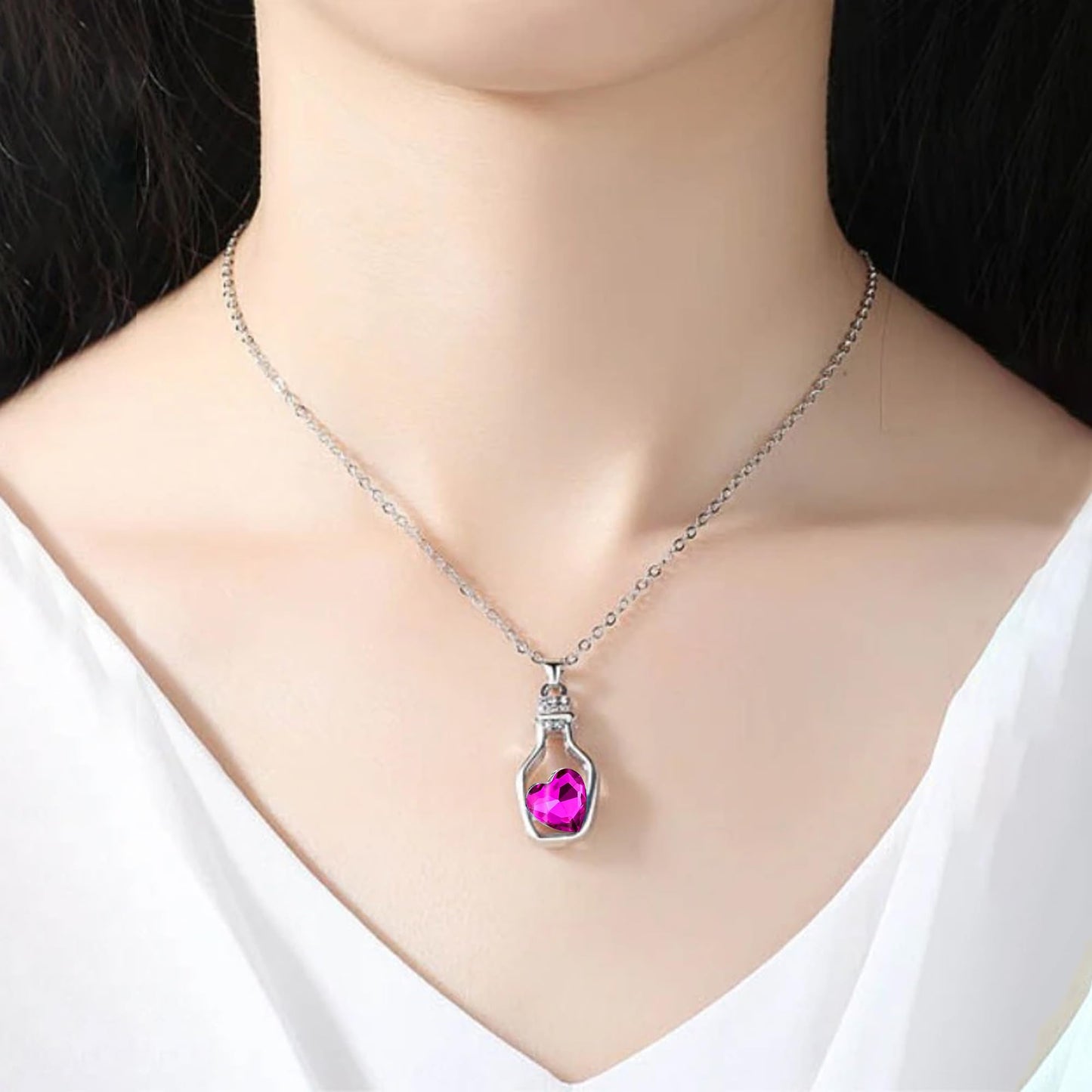 Yellow Chimes Pendant for Women and Girls Crystal Pendant for Women | 2Pcs Combo of Heart and Bottle Designed Pendants | Birthday Gift for girls and women Anniversary Gift for Wife