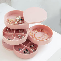 Yellow Chimes Jewellery Organisers Storage Box | Wedding Birthday Gift Box for Women | Jewelry Box with Bangles Earrings Organisers | Portable 4-Layer Rotating Jewelry Organizer Box