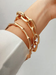Yellow Chimes Combo Bracelets for Women Gold Plated 2 Pcs Adjustable Chain Bracelet Set for Women and Girls