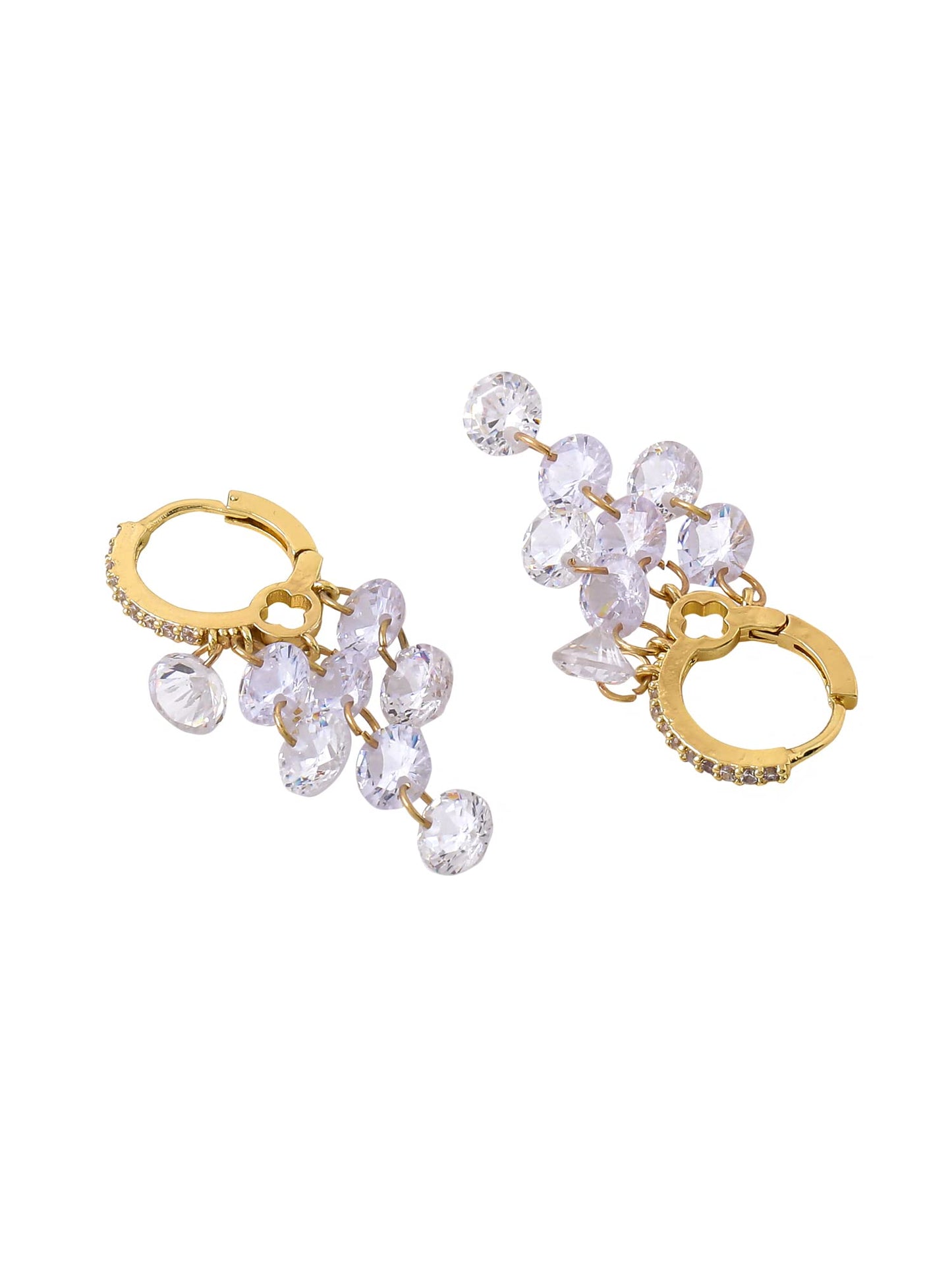 Yellow Chimes Earrings for Women and Girls Fashion Hoops for Girls | Gold Plated Stone Drop Designed Hoop Earrings | Birthday Gift for girls and women Anniversary Gift for Wife