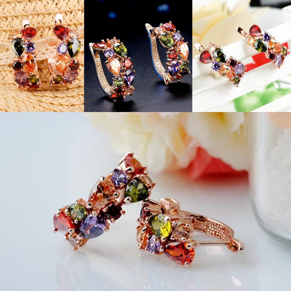 Yellow Chimes Sparkling Colors Flowerets Vine Swiss CZ Clip On Earrings for Women