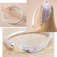 Yellow Chimes Kada Bracelet for Women Magic Open Leaf Shape Silver Plated Adjustable Wrist Band Cuff Bracelet for Women and Girl's