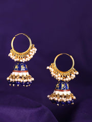 Yellow Chimes Meenakari Jhumka Earrings Handcrafted Gold toned Traditional Red Jhumka Hoop Earrings for Women and Girls