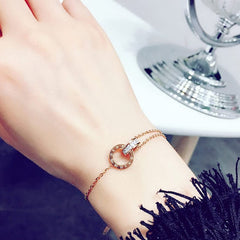 Yellow Chimes Bracelet for Women and Girls Rose Gold Bracelets for Women and Girls | Western Style Stainless Steel Crystal Chain Bracelet | Birthday Gift For girls and women Anniversary Gift for Wife