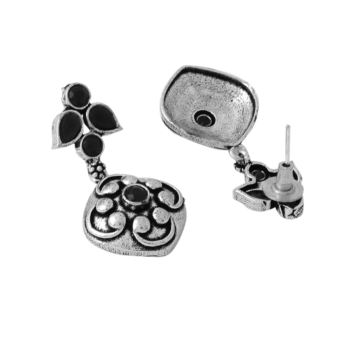 Yellow Chimes Necklace for Women and Girls Silver Oxidised Necklace for Women | Stone Studded Oxidised Silver Necklace for women | Birthday Gift for girls and women Anniversary Gift for Wife