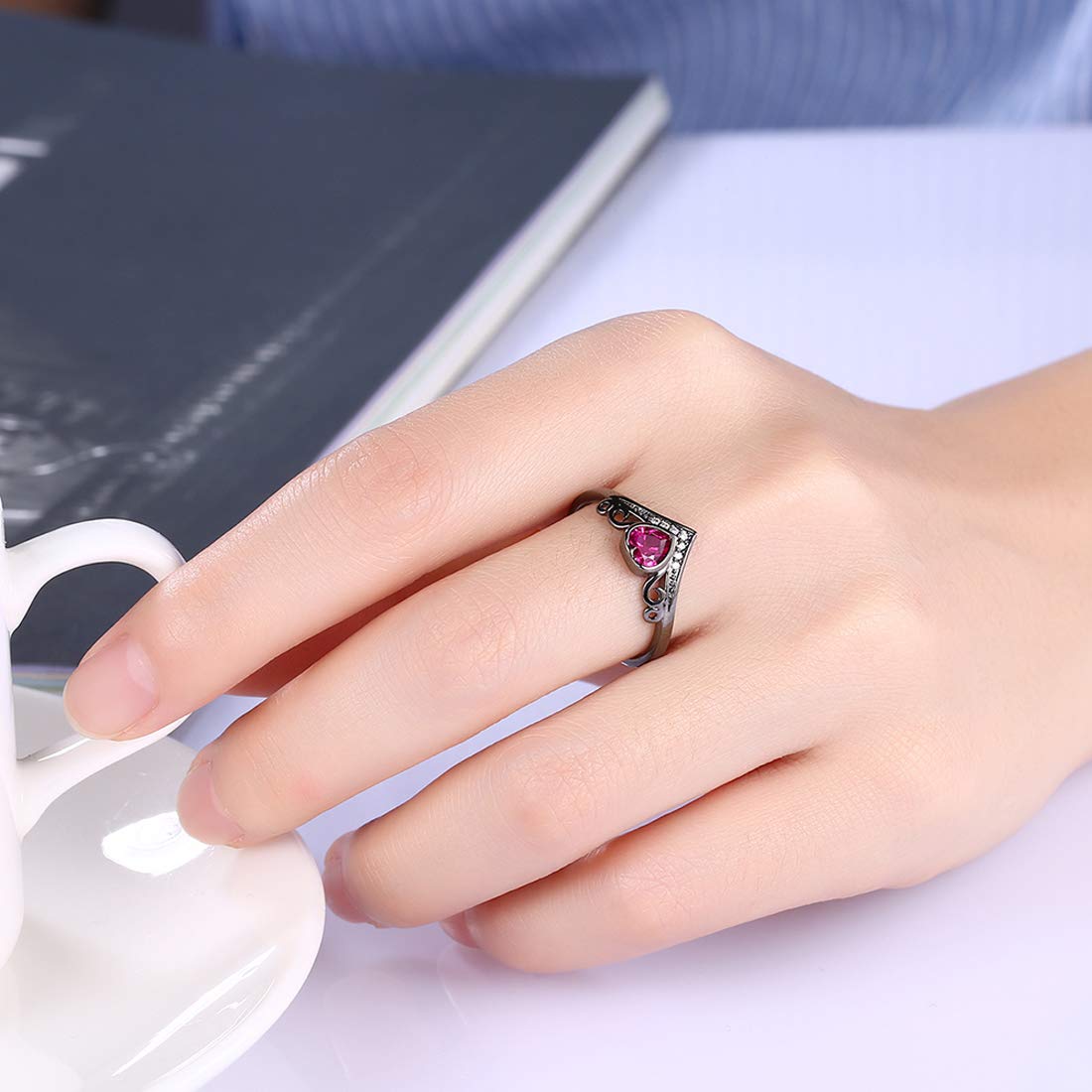 Yellow Chimes Hot Pink Heart Ring for Women & Girls