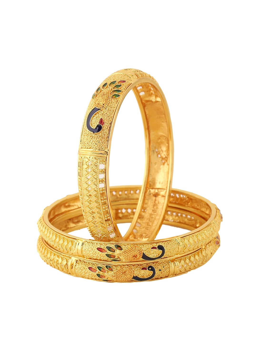 Gold bangles store peacock design