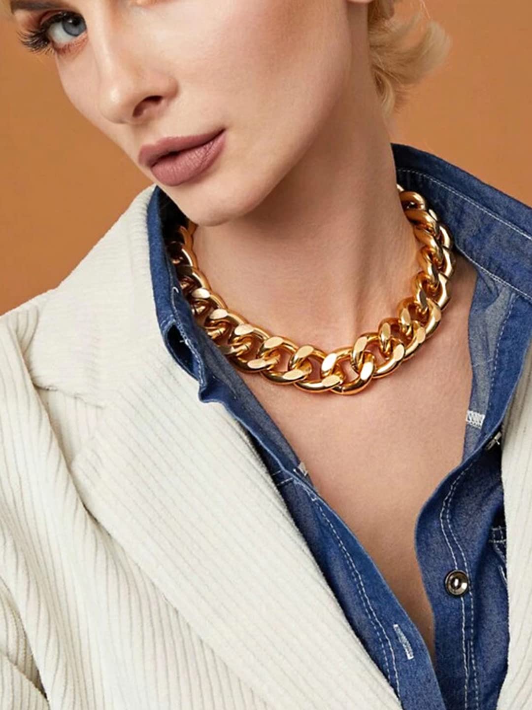 Yellow Chimes Necklace for Women and Girls Choker Chain Necklace for Women | Golden Cuban Link Chain Choker Necklace for Girls | Birthday Gift for girls and women Anniversary Gift for Wife