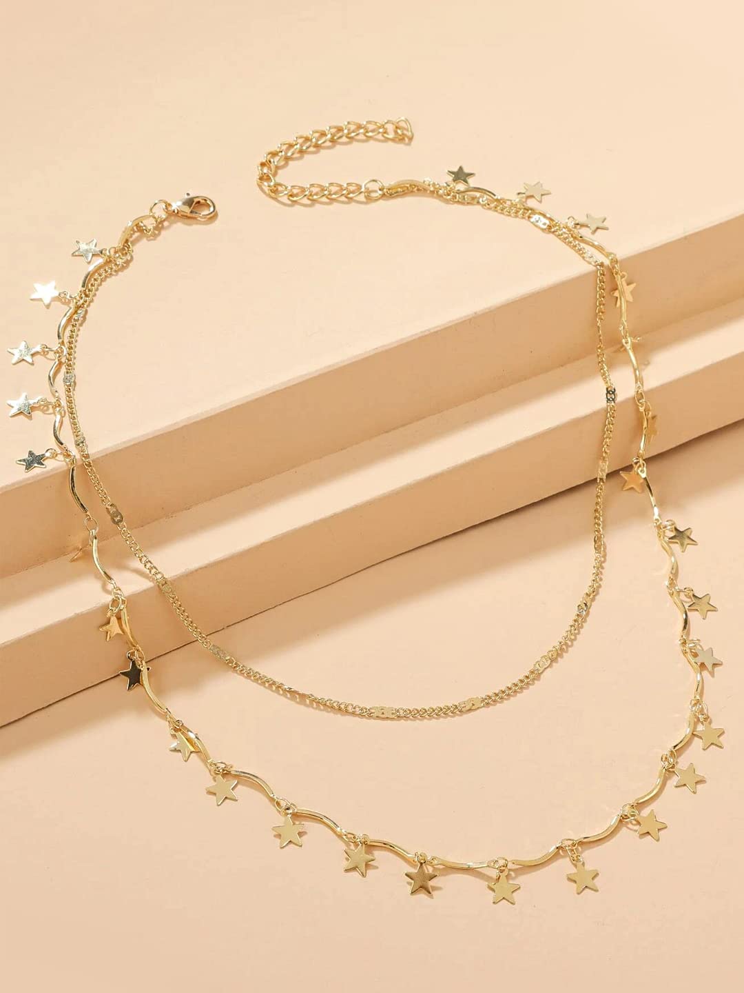 Yellow Chimes Necklace for Women and Girls Layered Necklace for Women | Gold Toned Star Charm Multilayer Chain Necklace For women | Birthday Gift for girls and women Anniversary Gift for Wife