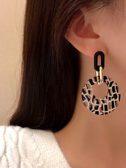 Yellow Chimes Earrings For Women Black Golden Linked Geometric Shape With Black and White Round Circle attached Drop Earrings For Women and Girls