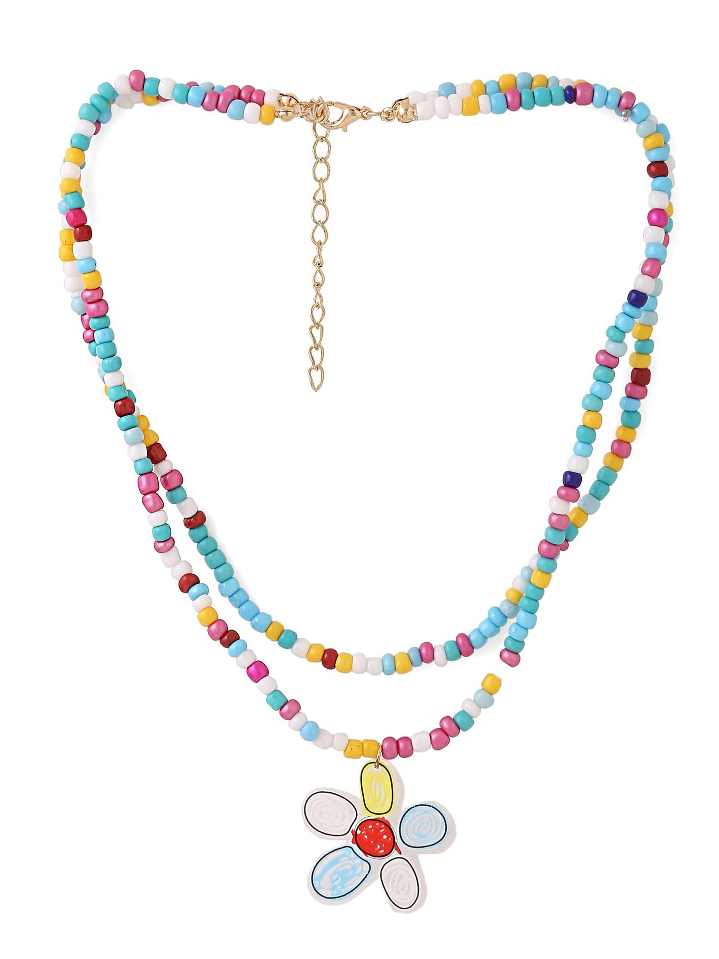 Yellow Chimes Necklace for Women and Girls Layered Necklace for Women | Multicolor Beads with Charm Multilayer Chain Necklace For women | Birthday Gift for girls and women Anniversary Gift for Wife