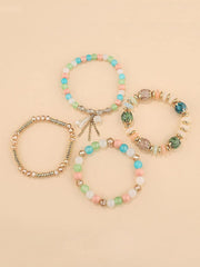 Kairangi Bracelet for Women and Girls Fashion Multicolor Beads Bracelets for Women | 4 Pcs Stackable Bead Bracelet | Stretch Beaded Layered Bracelet | Birthday Gift For girls & Women