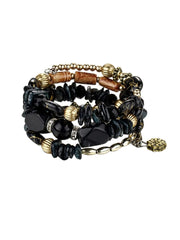 Kairangi Bracelet for Women and Girls Fashion Black Beads Bracelets for Women | Bohemian Bead Bracelet | Stretch Beaded Layered Bracelet | Birthday Gift For girls and Women