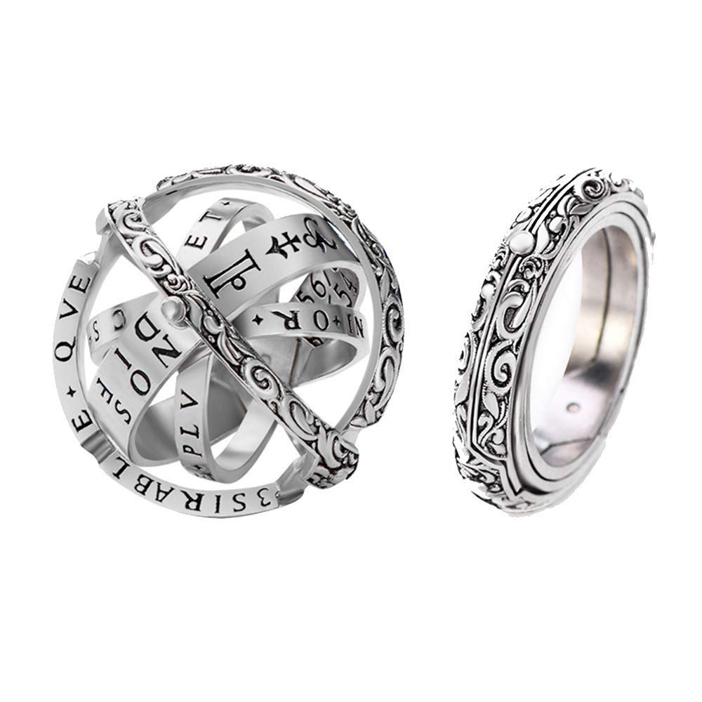 Yellow Chimes Astronomical Sphere Ball Ring Love Proposal Valentines Quirky Ring for Women and Girls (Silver)