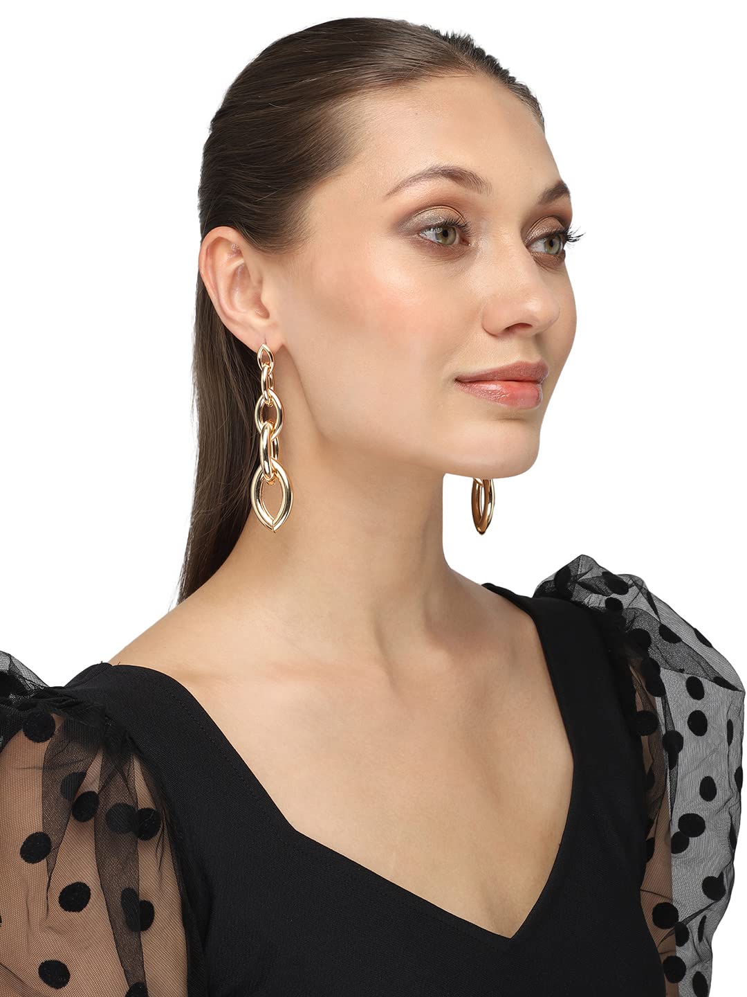 Yellow Chimes Earrings for Women and Girls Chain Designed Dangler | Gold Tone Long Dangler Earrings | Birthday Gift for girls and women Anniversary Gift for Wife