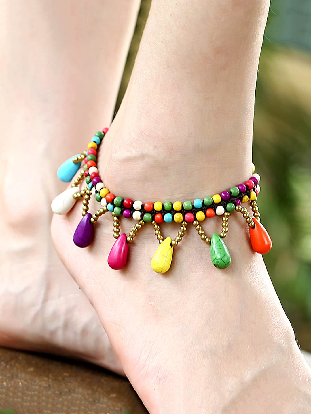 Yellow Chimes Multi-coloured Beaded Charm Trendy Anklet For Woman & Girls