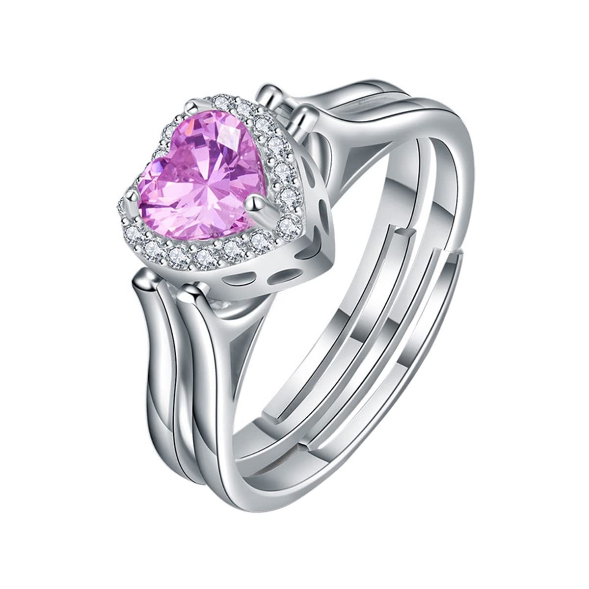 Crystal Heart Ring, Purple Heart Ring, Pink Heart Ring, Promise