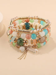 Kairangi Bracelet for Women and Girls Fashion Multicolor Beads Bracelets for Women | 4 Pcs Stackable Bead Bracelet | Stretch Beaded Layered Bracelet | Birthday Gift For girls & Women