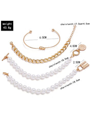 Yellow Chimes Combo Bracelets for Women 4 Pcs Multilayred Pearl Chain With Charm Bracelets Set for Women and Girls