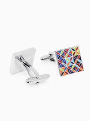 Yellow Chimes Cufflinks for Men and Boys Square Cuff links | Silver Toned Formal Stainless Steel Multicolor Cufflink | Birthday Gift for Men and Boys Anniversary Gift for Husband