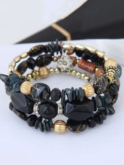 Kairangi Bracelet for Women and Girls Fashion Black Beads Bracelets for Women | Bohemian Bead Bracelet | Stretch Beaded Layered Bracelet | Birthday Gift For girls and Women