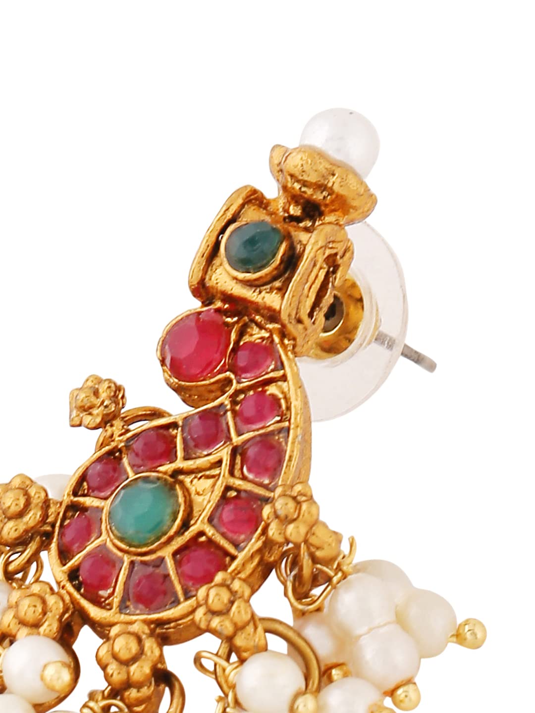 Yellow Chimes Temple Jewellery Set for Women Gold Plated Stone Studded Pearl Drop Choker Necklace Set for Women and Girls