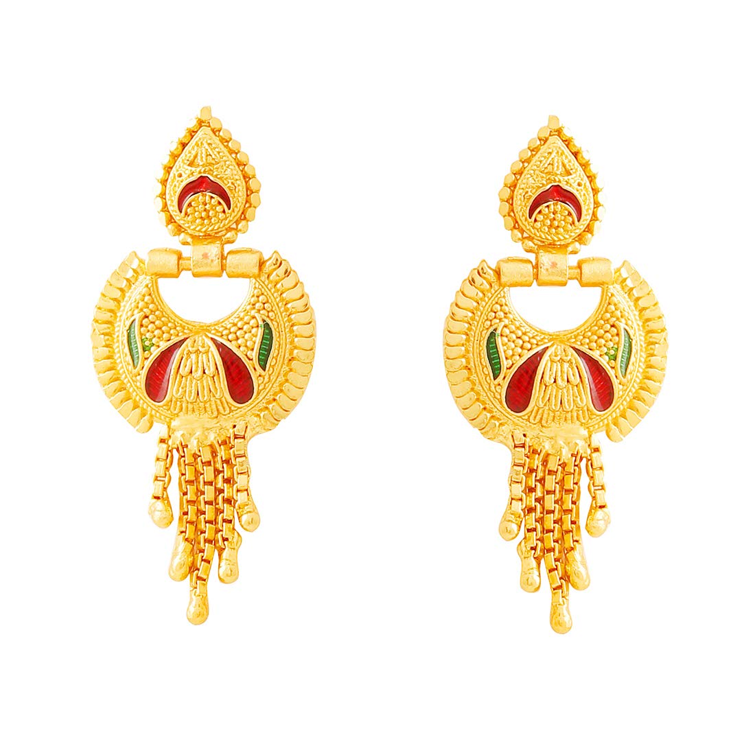 Yellow Chimes Ethnic One Gram Gold Designer Antique Golden Traditional Choker Necklace with Earrings Jewellery Set for Women & Girls