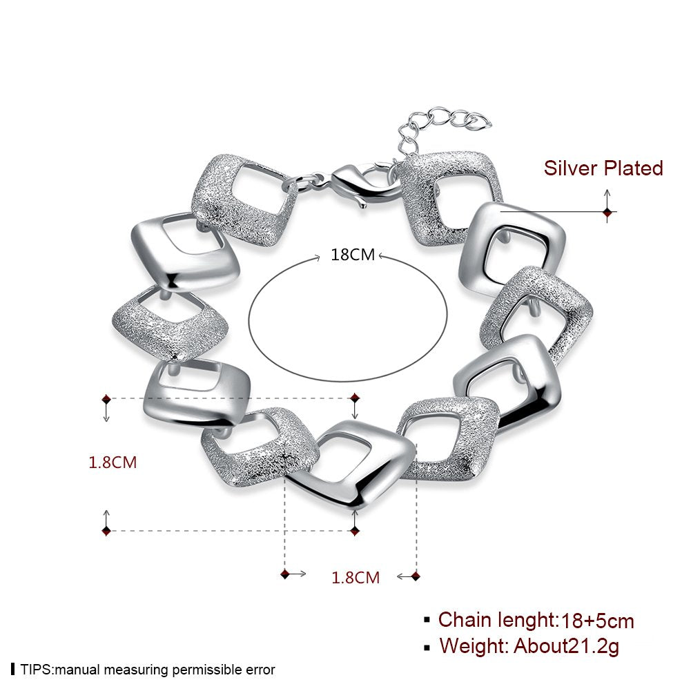 Yellow Chimes Silver Squares Silver Plated Stylish Charm Bracelet Women and Girls