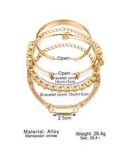 Yellow Chimes Combo Bracelets for Women 5 Pcs Gold Plated Combo Multilayered Chain Bracelet Set For Women and Girls