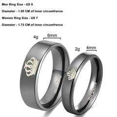 Yellow Chimes Rings for Women and Girls Couple Rings | Valentine Ring Black Bands Rings Titanium Steel King & Queen Couple Ring For Men | Birthday Gifts For Women Valentine Gift for Girls