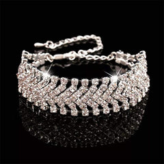 Yellow Chimes Bracelet for Women and Girls White Crystal Studded Silver Toned Chain Bracelet For Women and Girls