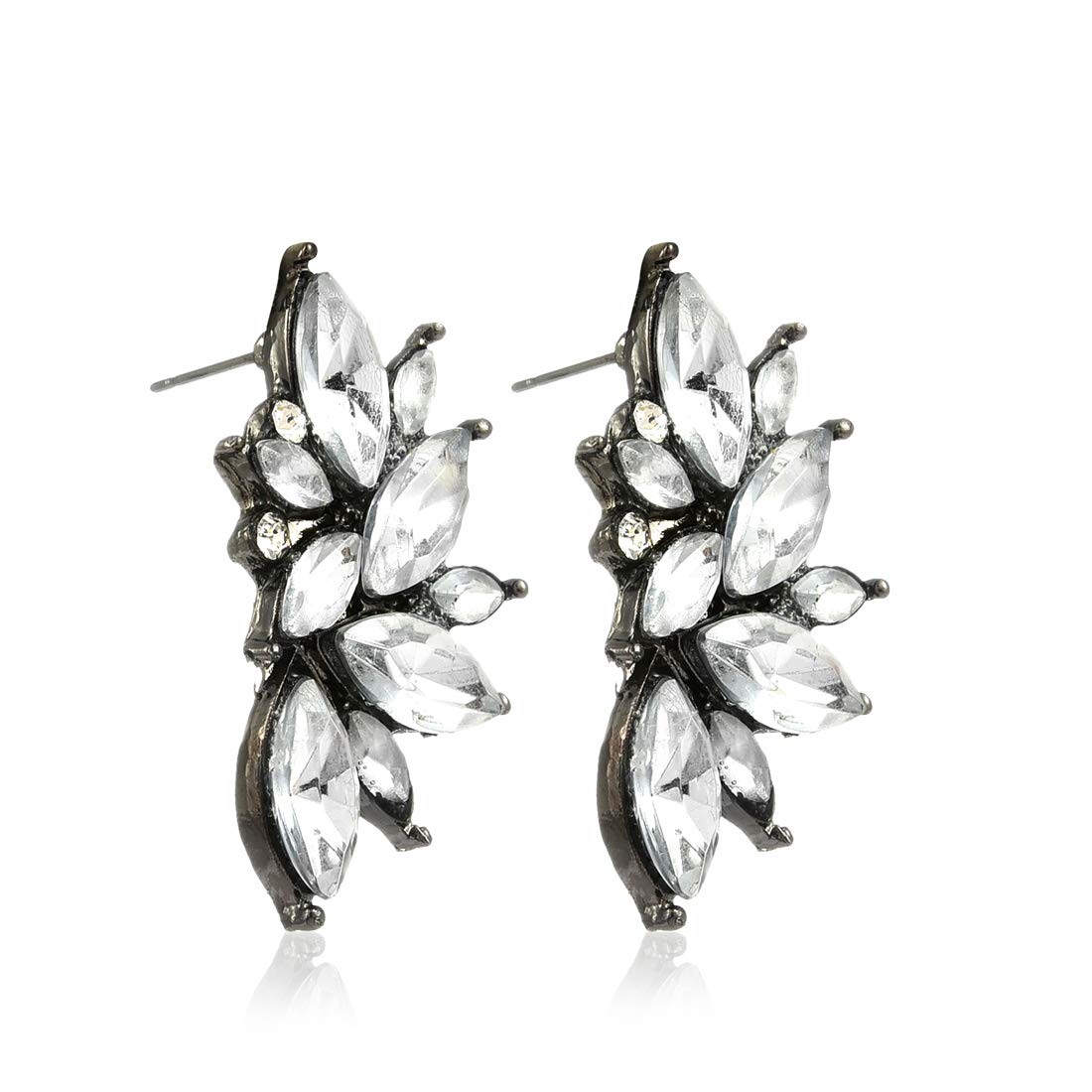 Yellow Chimes Crystal Stylish Fancy Jacket Earrings for Women & Girls (White)