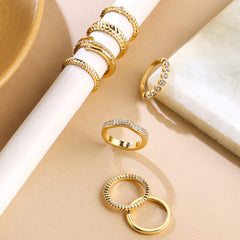 Yellow Chimes Rings for Women and Girls Aesthetic Stack Ring Set |Gold Plated Aesthetic Knuckle Rings Set |Birthday Gift For girls and women Anniversary Gift for Wife
