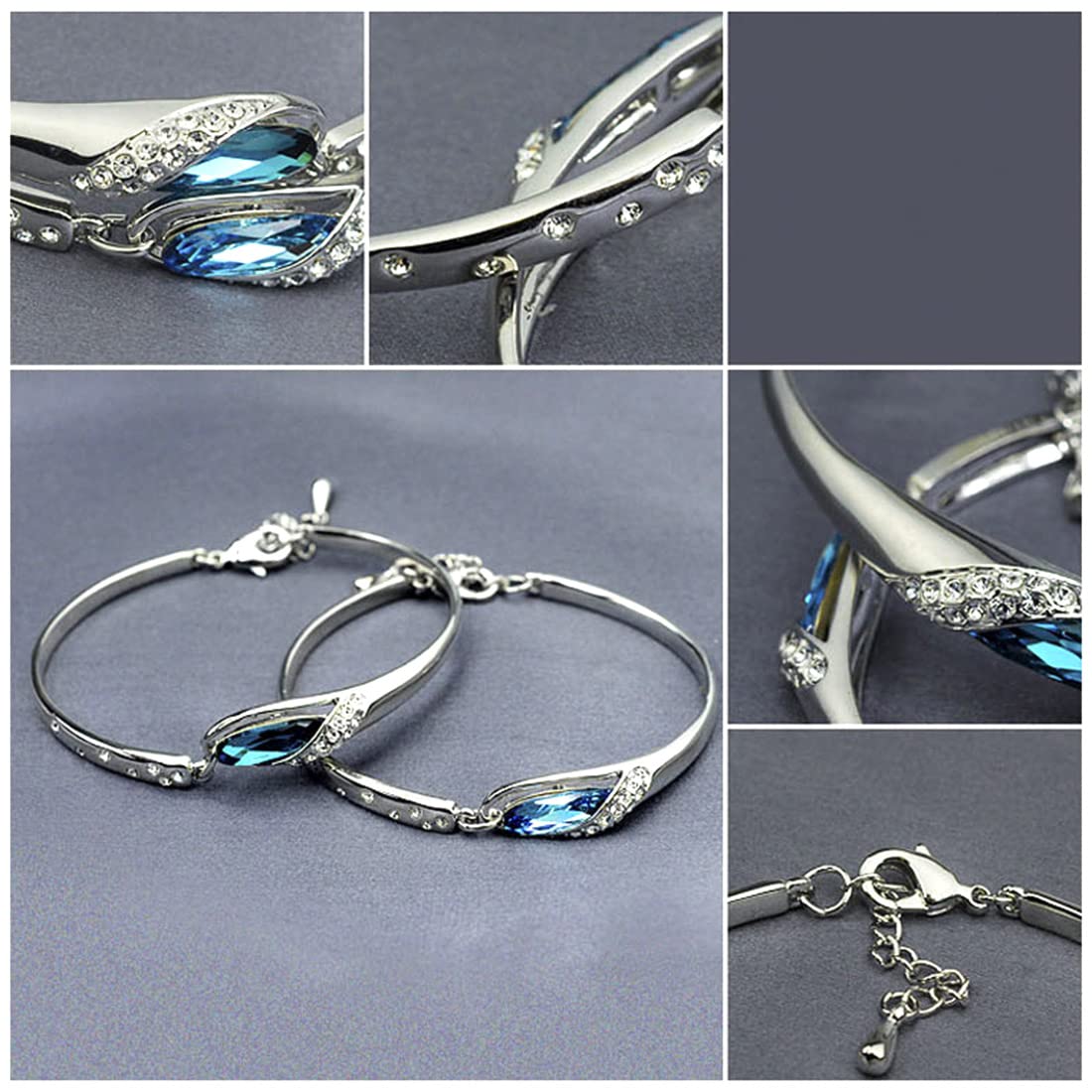 Yellow Chimes Bracelet for Women and Girls | Fashion Blue Crystal Silver Tone Crystal Bracelets for Women and Girls | Accessories Jewellery for Women | Birthday Gift for Girls and Women Anniversary Gift for Wife