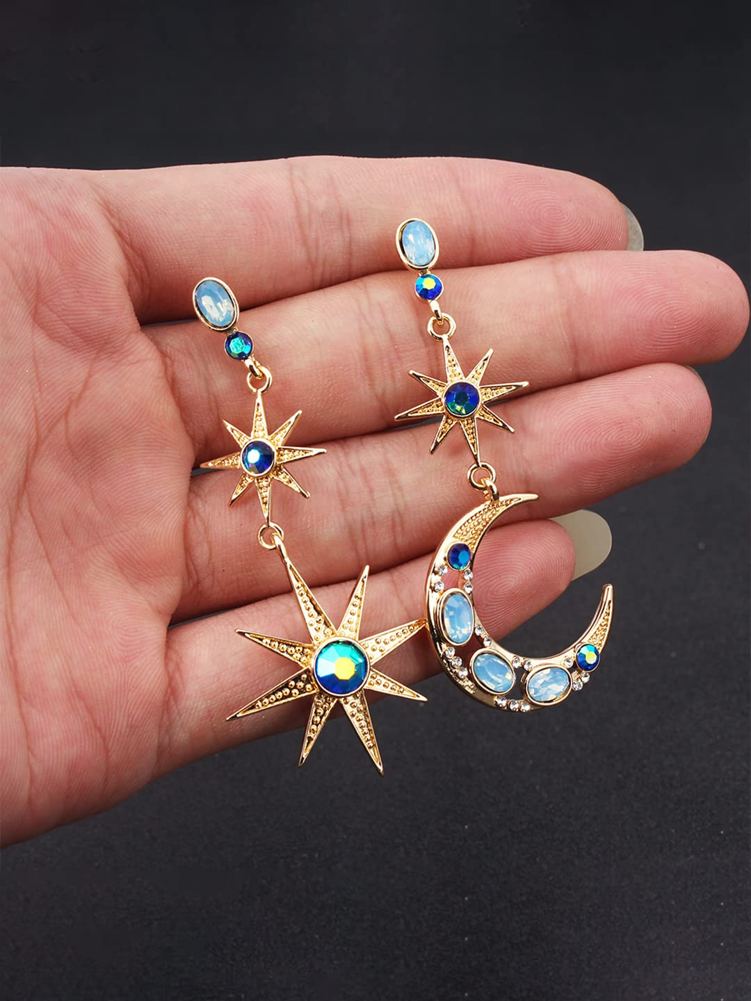 Yellow Chimes Earrings for Women and Girls Drop Earrings for Girls| Gold Plated Star & Moon Shaped Drop Earrings | Birthday Gift for girls and women Anniversary Gift for Wife