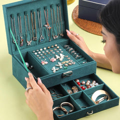 Yellow Chimes Jewellery Organisers Storage Box | Wedding Birthday Gift Box for Women | Jewelry Box with Bangles Earrings Organisers | Portable 2 Layers Jewelry Organizer Box
