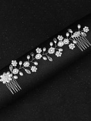 Yellow Chimes Bridal Hair Vine for Women and Girls Bridal Hair Accessories for Wedding White Comb Pin for Women Hair Accessories Wedding Jewellery for Women Comb Pin Hair Clip / Side Pin / Jooda Pin Hair Accessories.