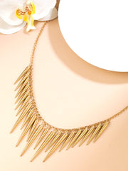 Yellow Chimes Necklace for Women and Girls Fashion Chain Necklace for Women Western | Gold Plated Statement Spike Long Chain Necklace | Birthday Gift for Girls & Women Anniversary Gift for Wife