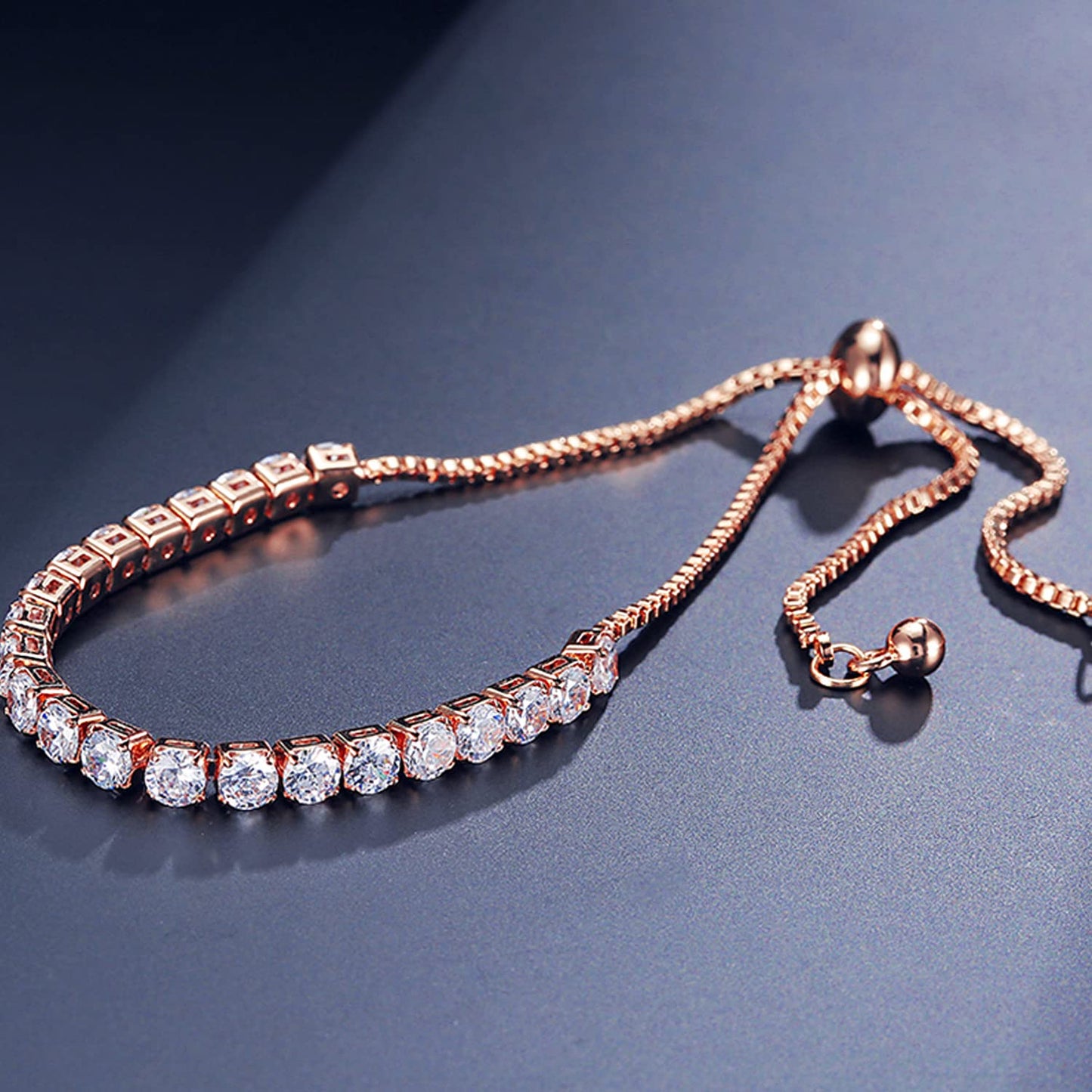 Kairangi Bracelet for Women and Girls Rosegold Crystal Bracelets for Women and Girls | Adjustable Chain Bracelet for Girls | Birthday Gift For girls & women Anniversary Gift for Wife