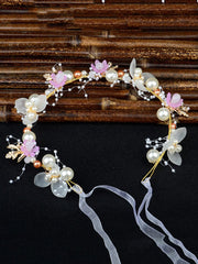 Yellow Chimes Bridal Hair Vine for Women and Girls Bridal Hair Accessories for Wedding Crown Headband Hair Accessories Wedding Jewellery for Women Floral Pearl Bridal Wedding Head Band Hair Vine for Girls