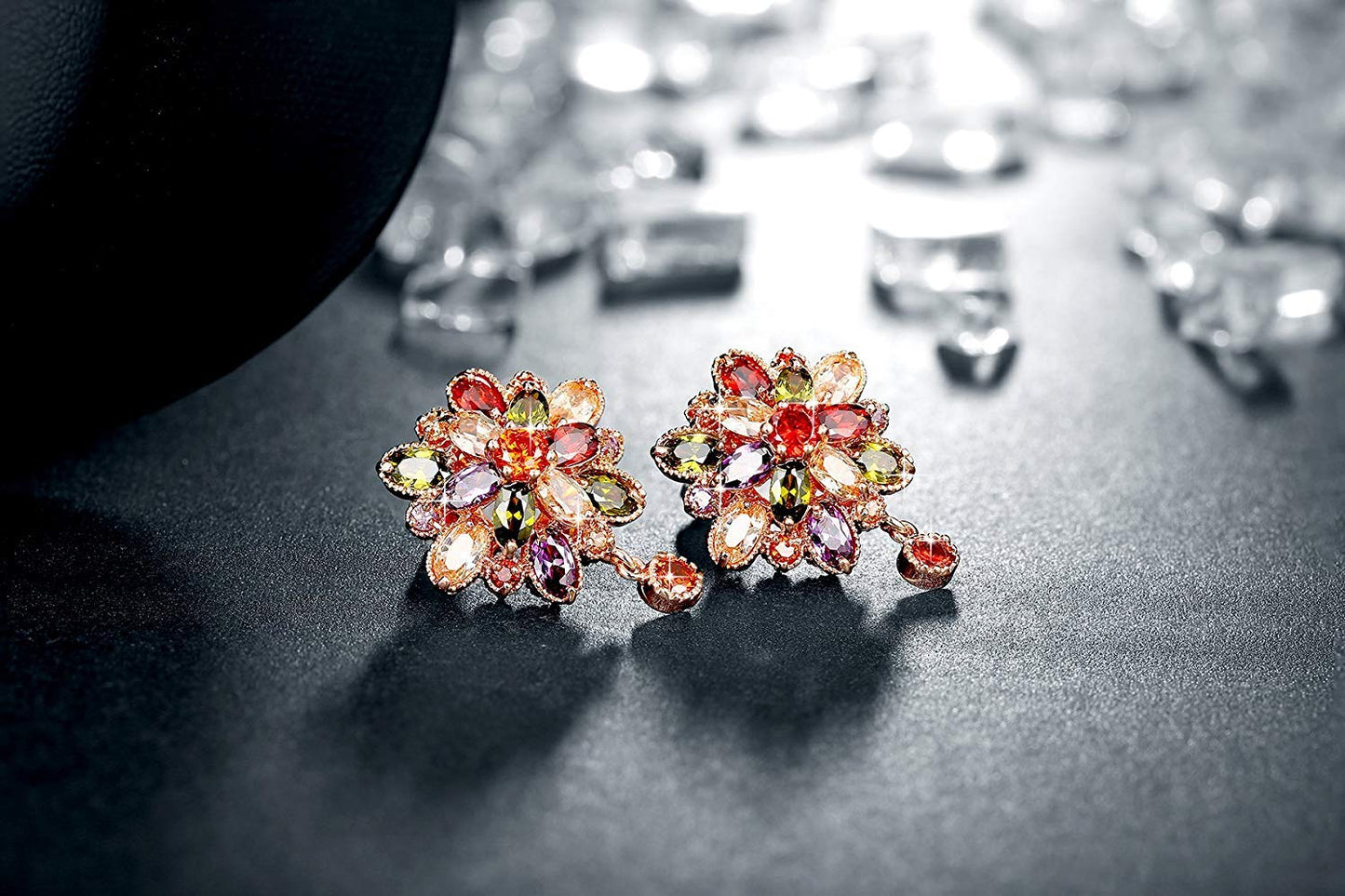 Yellow Chimes Combo of 2 Pair's Sparkling Double Flower Fine Work Swiss Cubic Zircon Gold Plated Clip On Earrings for Women and Girls