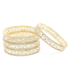 Yellow Chimes Gold Plated Crystal Studded Designer Traditional 4 Pcs Bangles Set for Women and Girls (24)