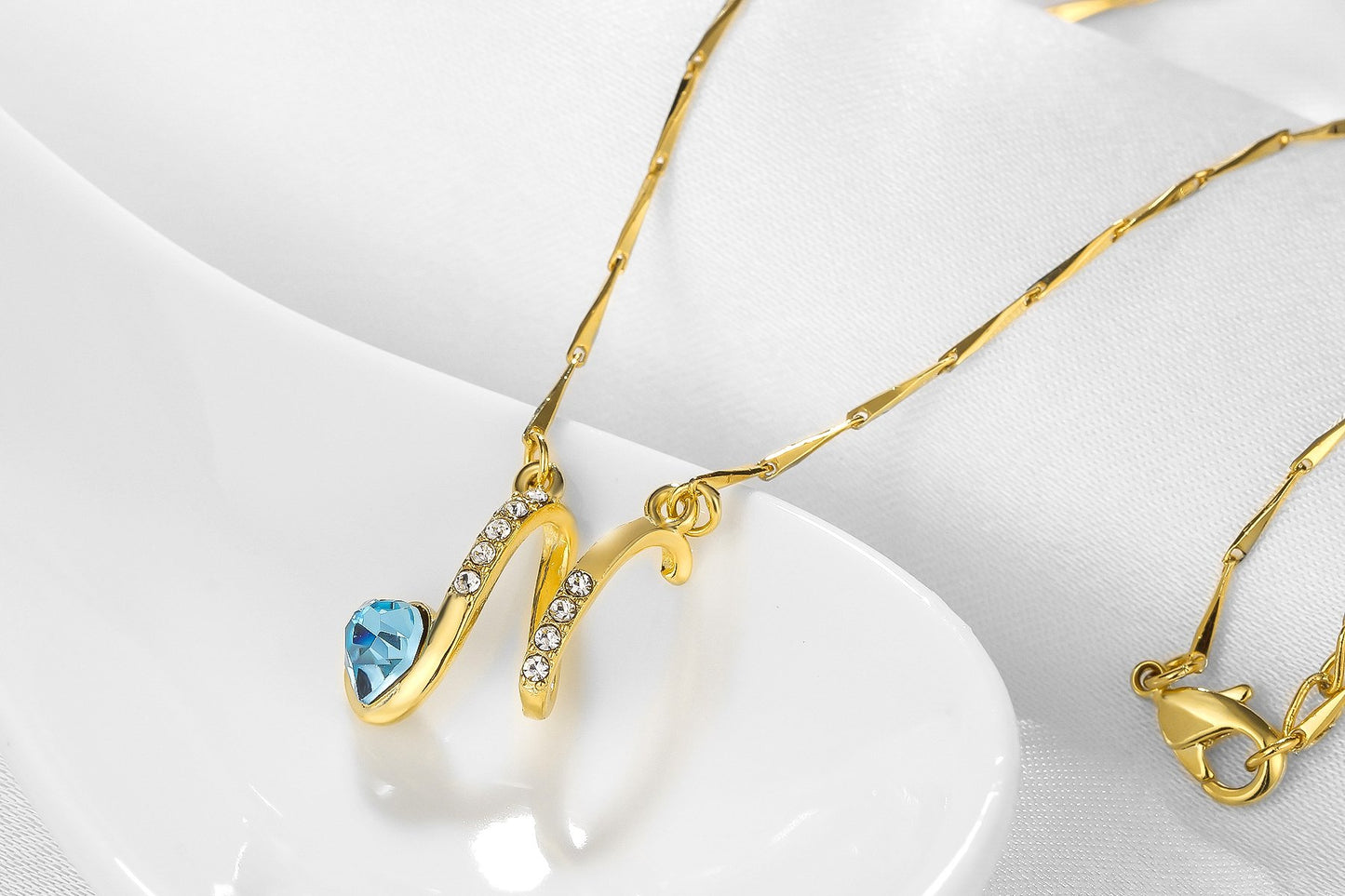 Yellow Chimes Swarovski Elements 22K Gold Plated Alphabet Collection Pendant for Men & Women