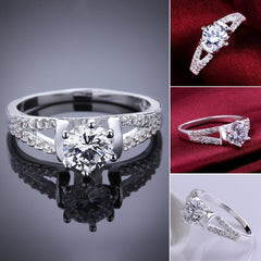 Yellow Chimes Dove Beauty Dazzling Engagement Proposal Austrian Crystal Sterling Silver (Plated Designer Ring for Girls