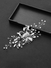 Yellow Chimes Bridal Hair Vine for Women and Girls Bridal Hair Accessories for Wedding White Comb Pin for Women Hair Accessories Wedding Jewellery for Women Bridal Wedding Comb Pin Hair Vine for Girls
