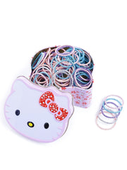 Melbees by Yellow Chimes Hair Rubber Bands for Girls Kids Hair Accessories for Girls Set of 100 Pcs Rubberbands Pony Holders Neon Colors Small Ponytail Holders with Kitty Tin Storage Box for Girls Kids Teens Toddlers