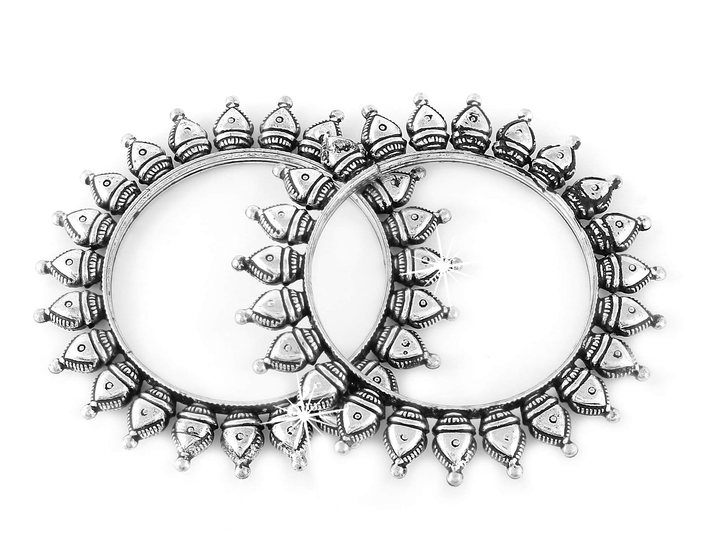 Yellow Chimes Oxidised Bangles For women Set Of 2 Pcs Silver Oxidised Kolhapuri Bangles Traditional Bangles For Women & Girls