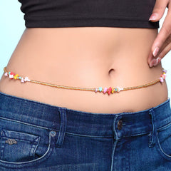 Yellow Chimes Waist Chain for Women Multicolor Stone Studded Golden Color Waist Chain For Women and Girls