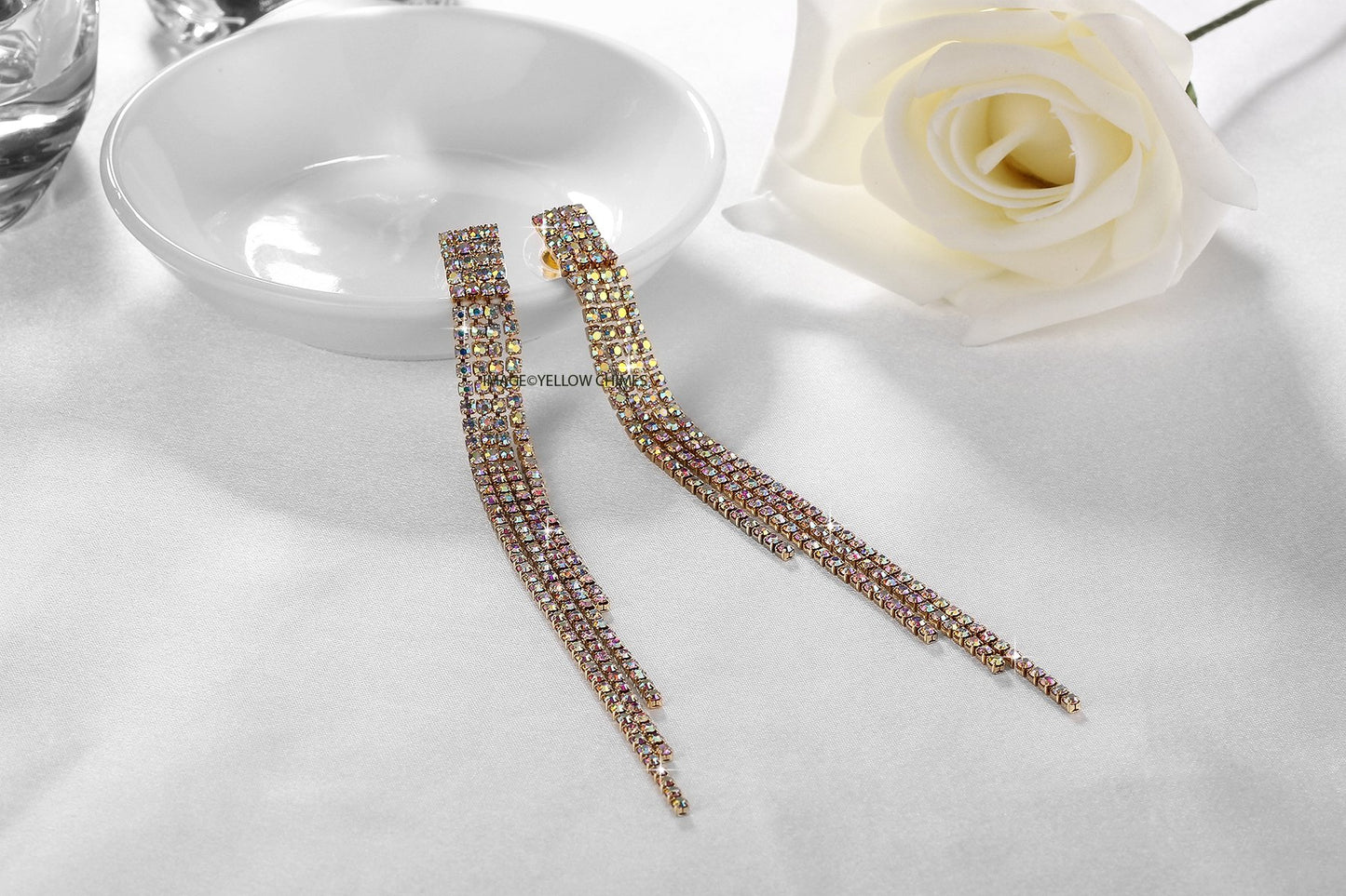 Yellow Chimes Crystals from Swarovski Glamouring Chandelier Crystal Earrings for Women and Girls